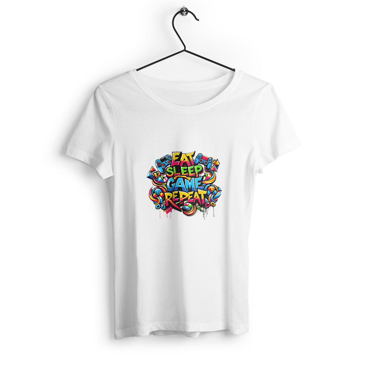 Image back Eat Sleep Game Repeat - Women Cotton Tee