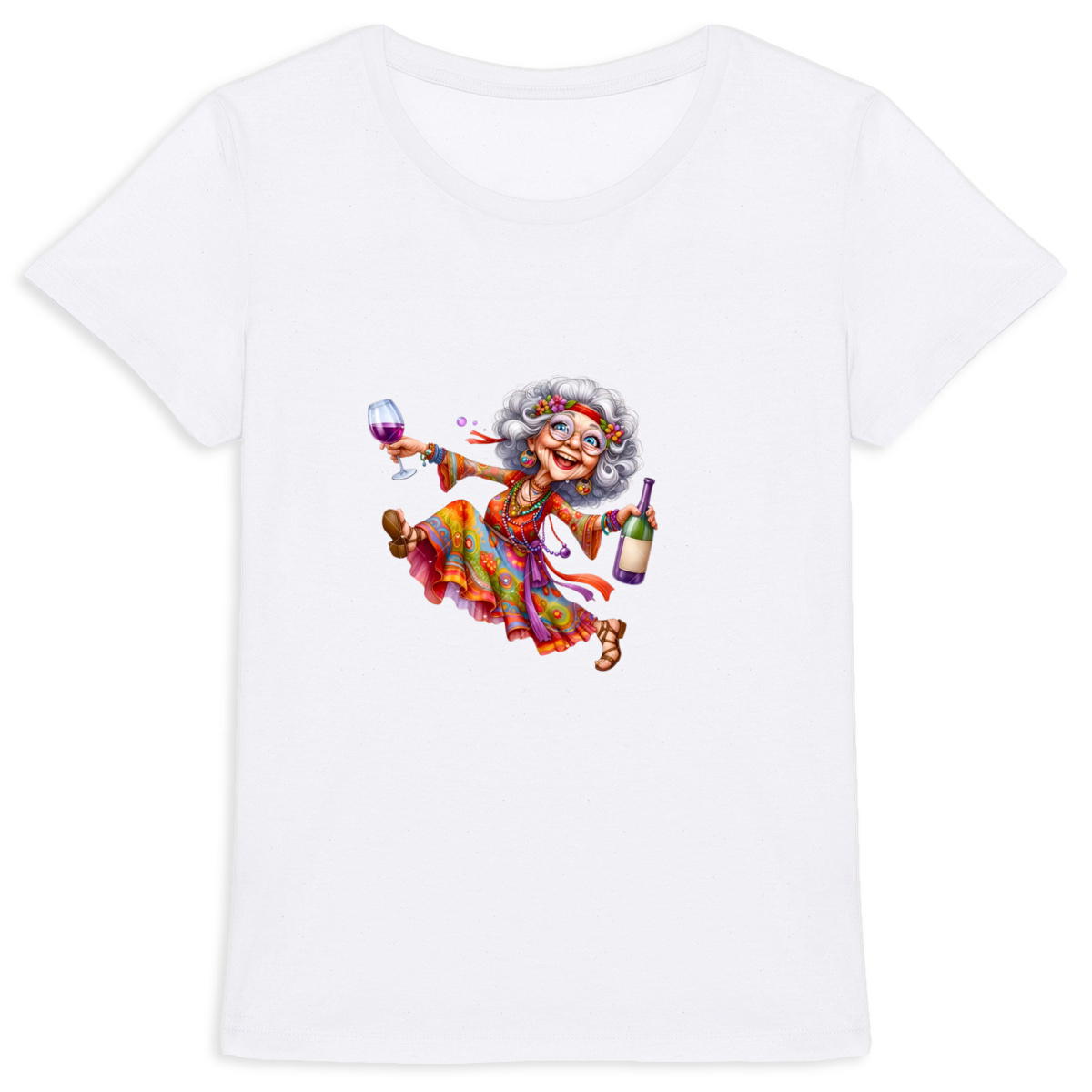 Image back Dancing Grandma Women Heavy Cotton T shirt