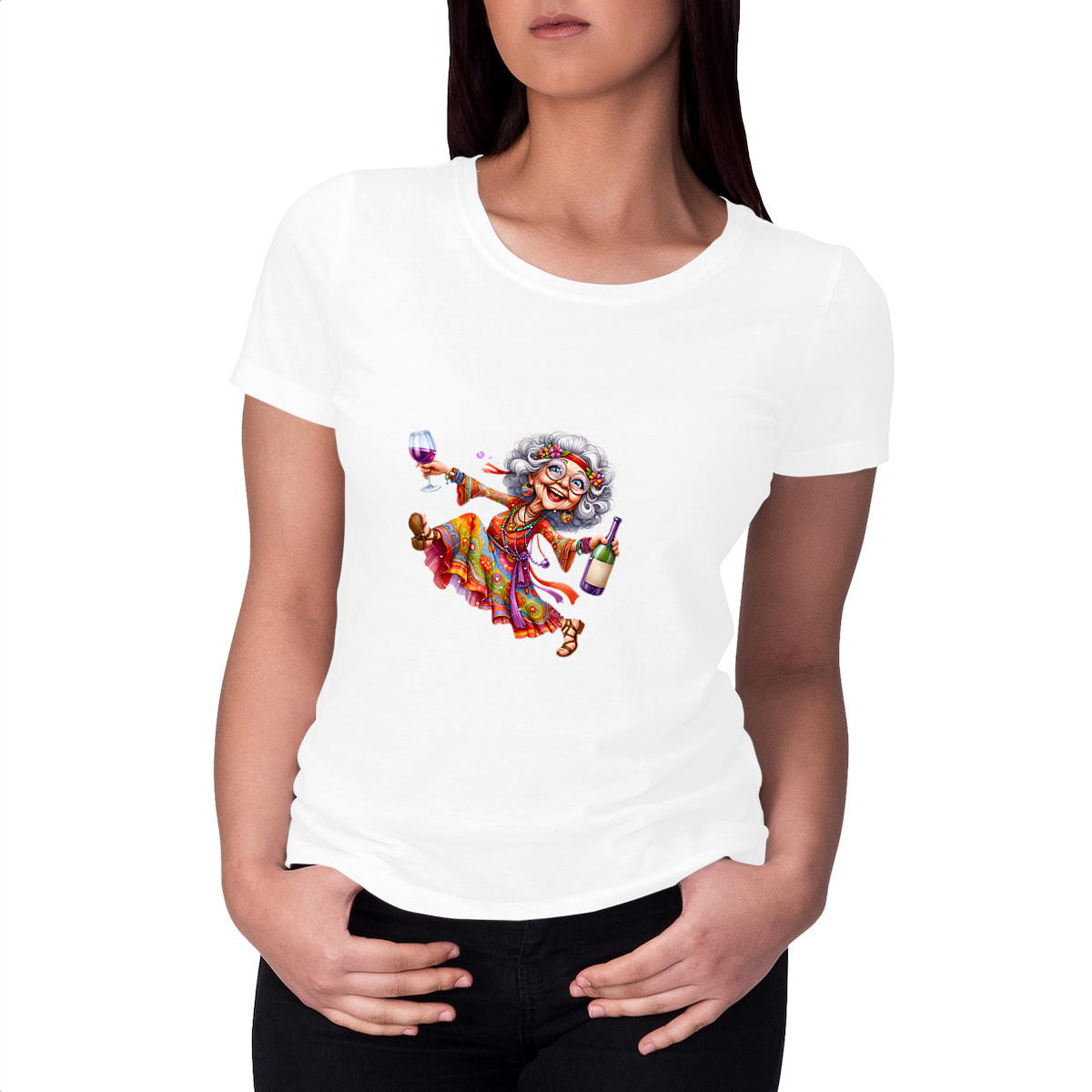 Image front Dancing Grandma Women Heavy Cotton T shirt
