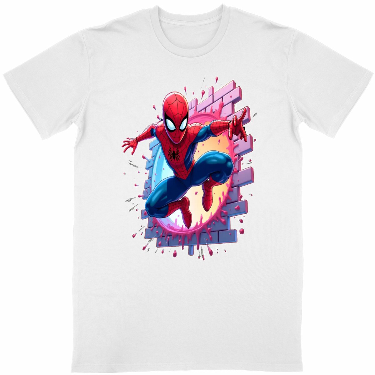 Image back Unisex Classic T-shirt Featuring Jumping web Man Design
