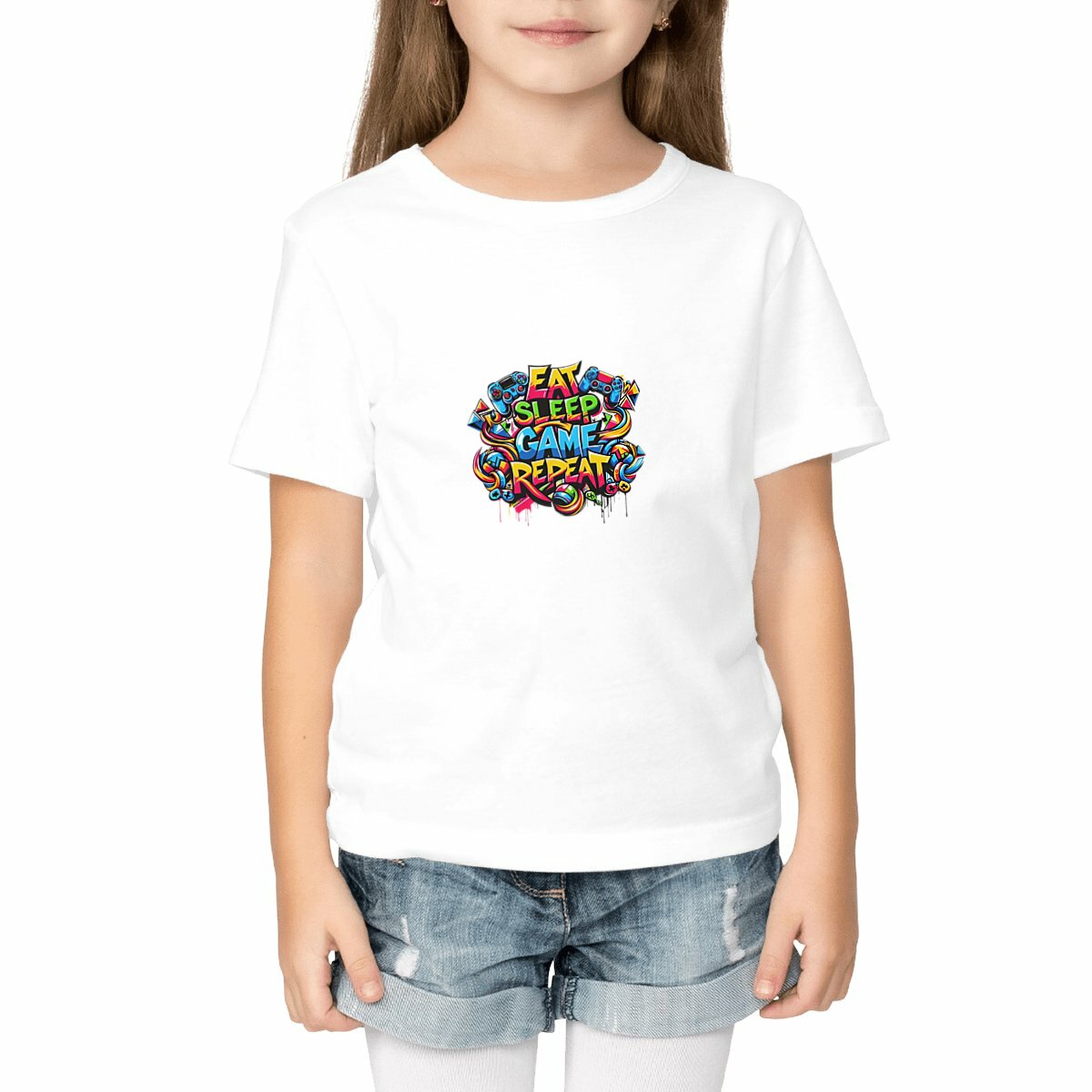 Image front Family combo Kids T shirts- Eat, Sleep, Game