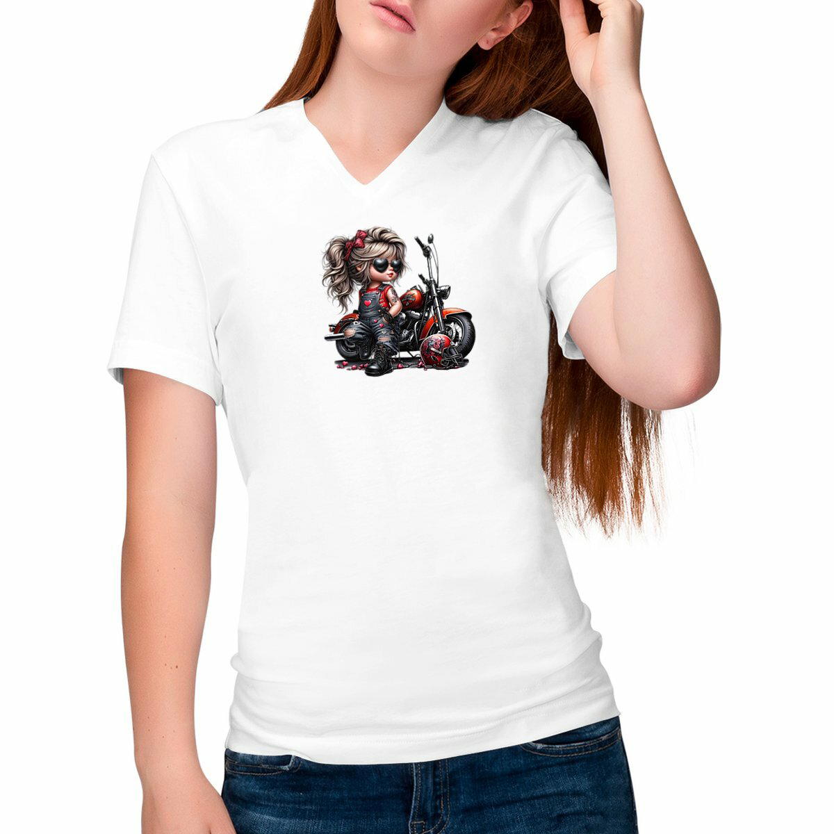 Image front Cute Power Girl organic cotton women T shirt