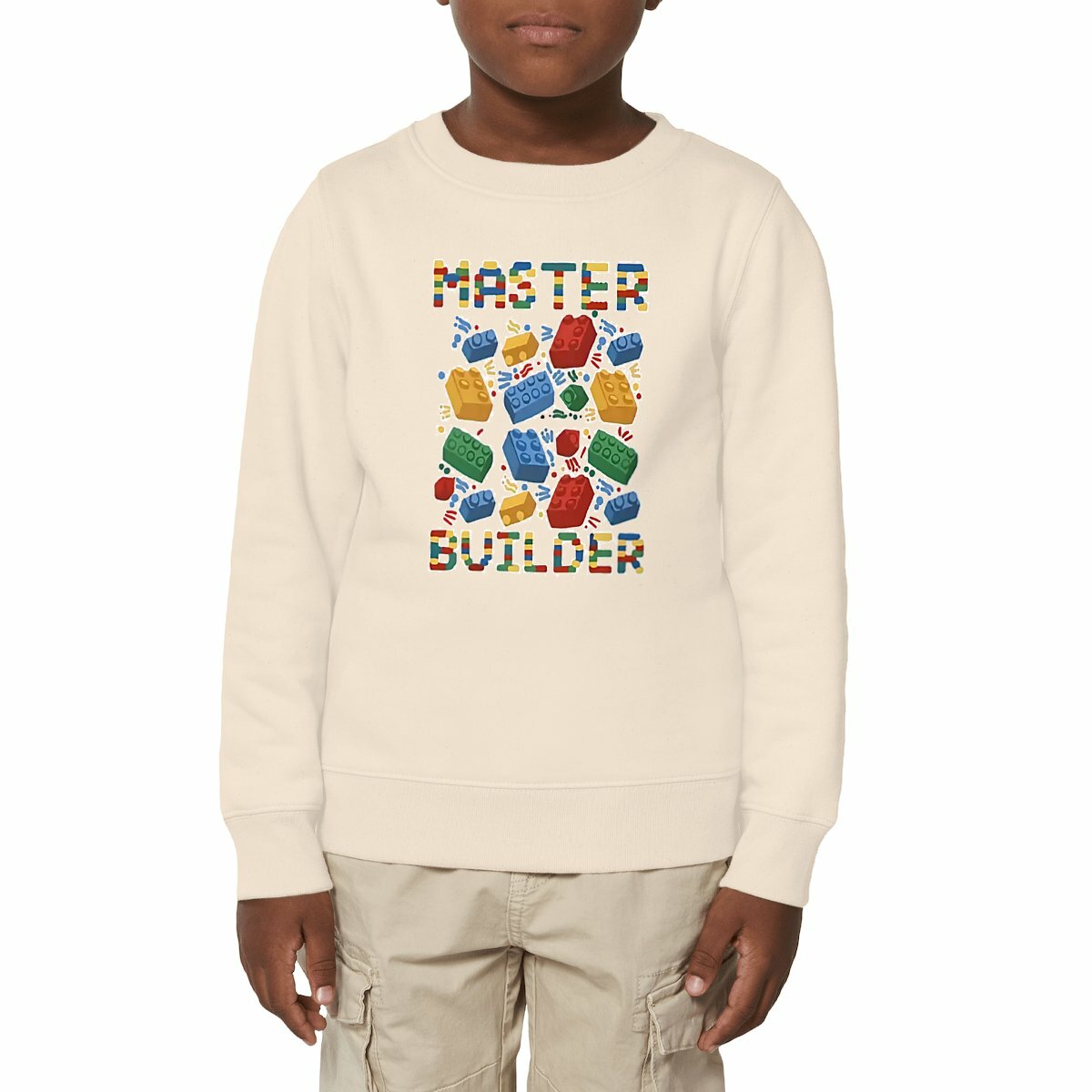 Image front Kids organic Sweatshirt - Master Bricks builder