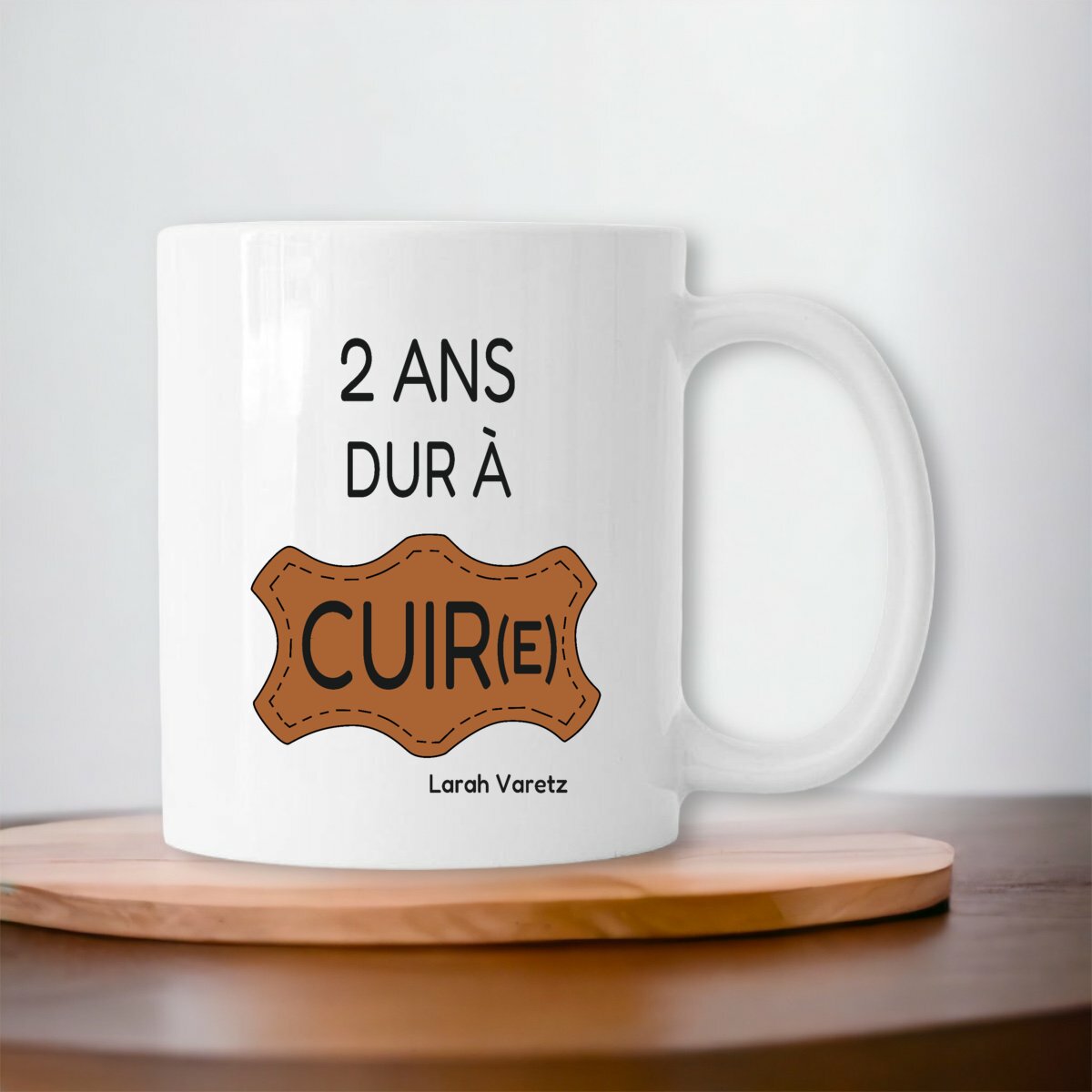 Image front Mug blanc • Texte et dessin humoristiques « 3 ans on a du blé »