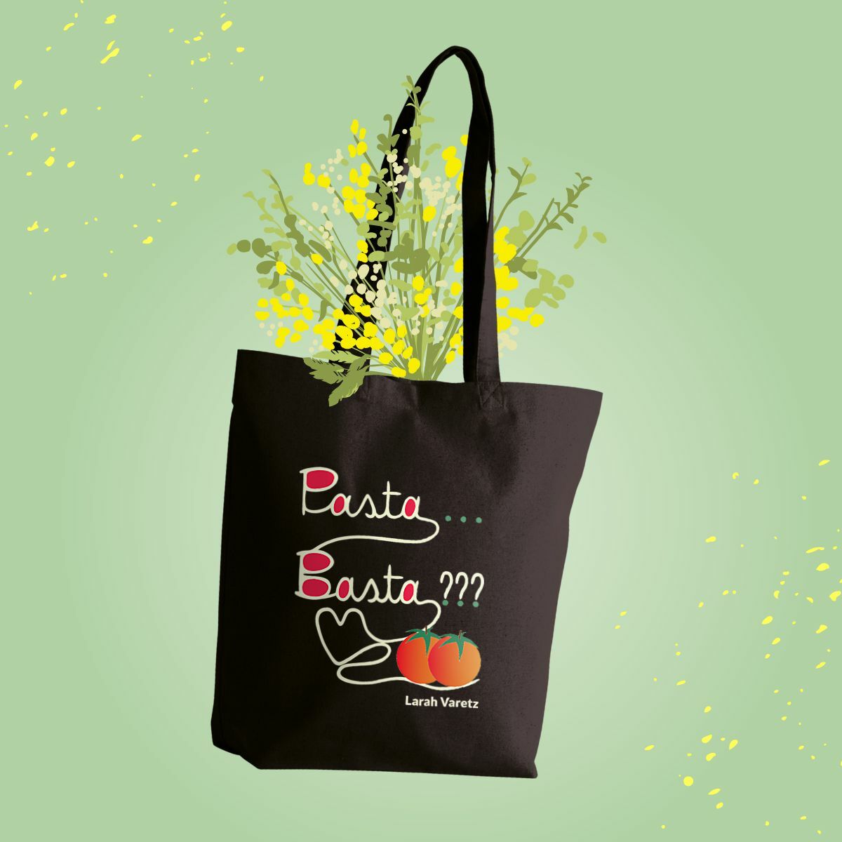 Image front Texte et dessins numériques humoristiques • Déclaration officielle du tote-bag « Pasta…Basta ??? »