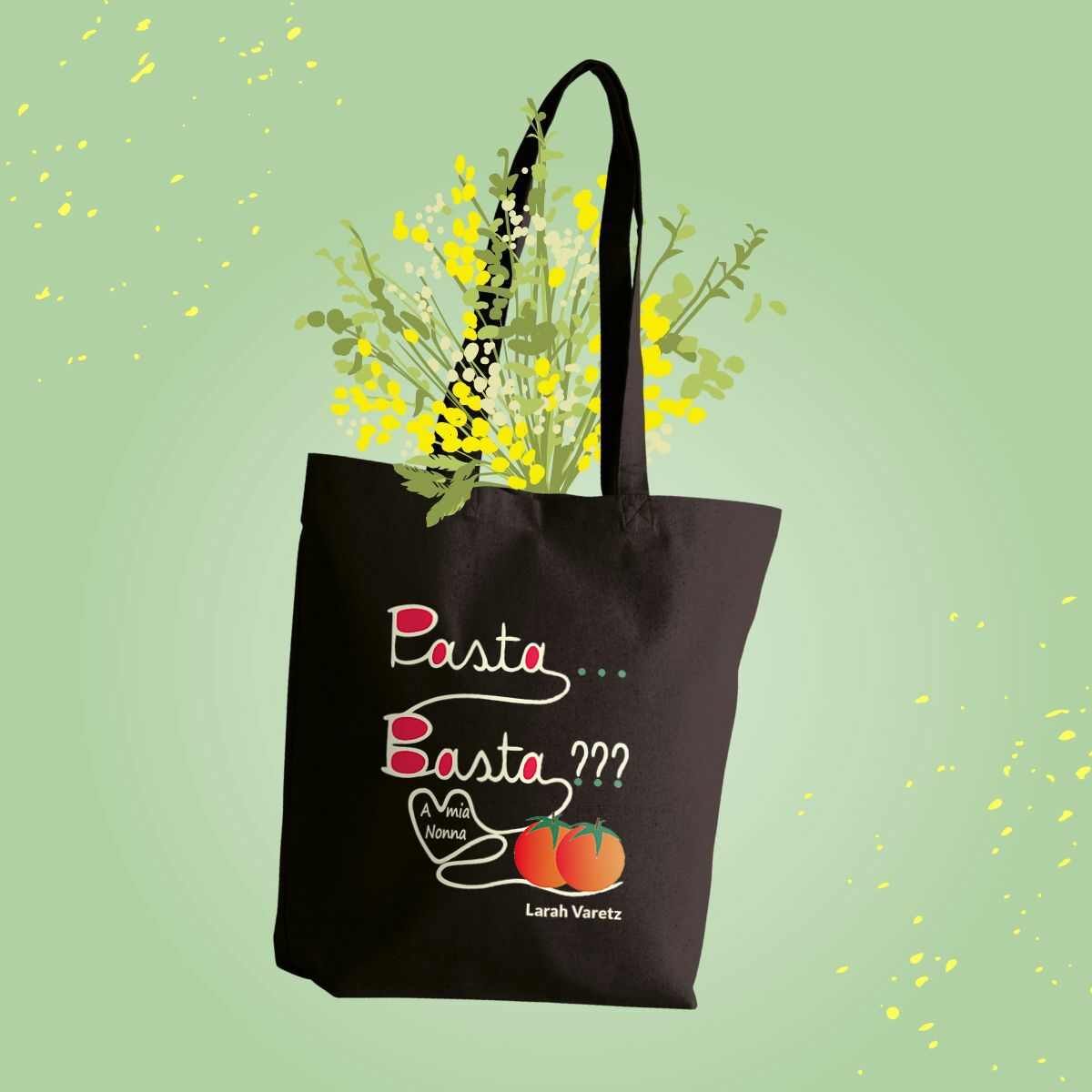 Image front Texte et dessins numériques humoristiques • Déclaration officielle du tote-bag « Pasta…Basta ??? »