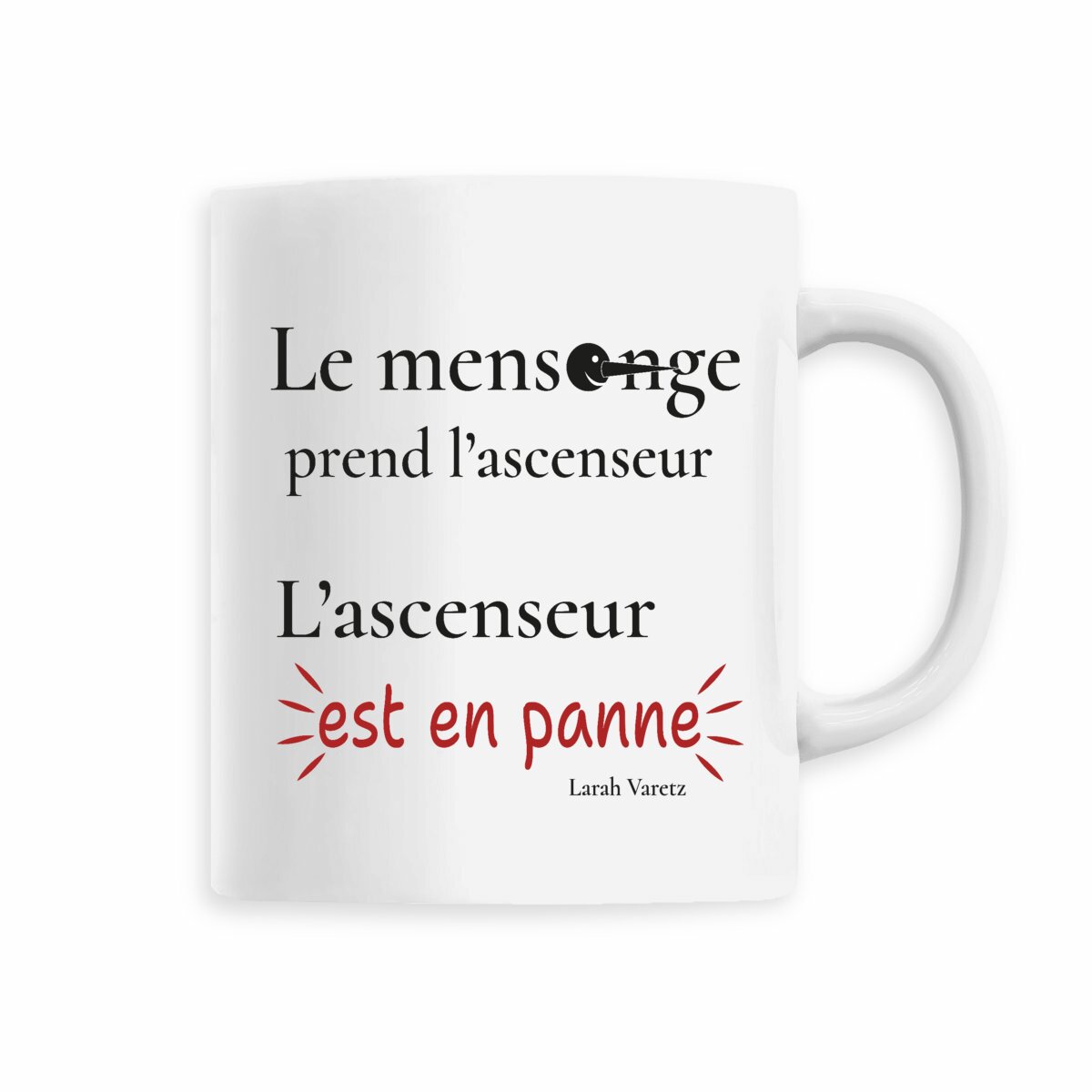 Image front Mug blanc • Texte humoristique « La vérité prend l'escalier »