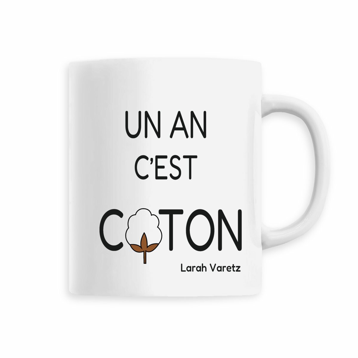 Image front Mug blanc • Texte et dessin humoristiques « 3 ans on a du blé »