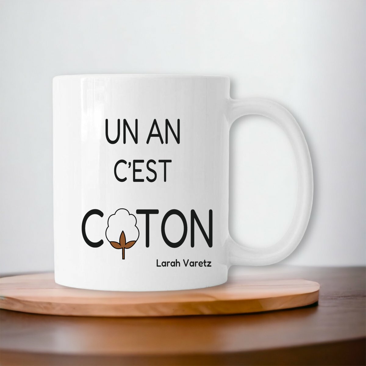 Image front Mug blanc • Texte et dessin humoristiques « 3 ans on a du blé »