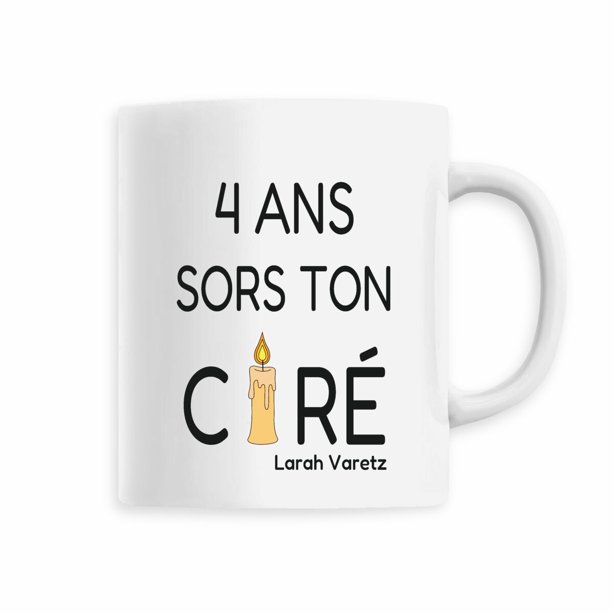 Image front Mug blanc • Texte et dessin humoristiques « 3 ans on a du blé »