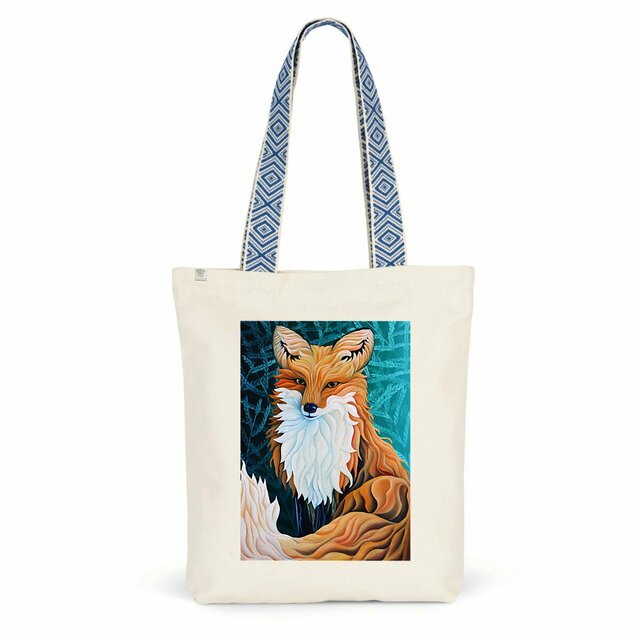 Image back Elegant Fox Art Tote Bag – Luxury Wildlife-Inspired Canvas – Nature Lover’s Eco Tote