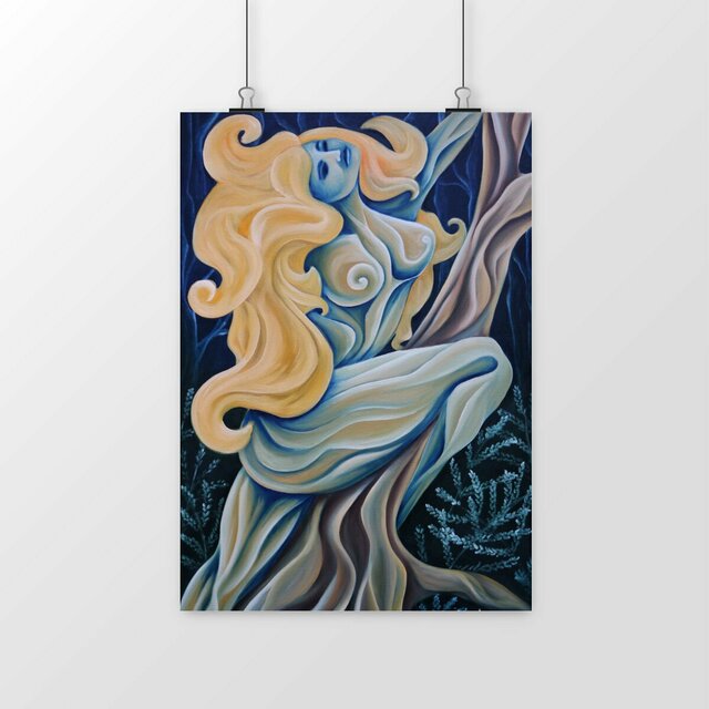 Image front Wild Woman Art Print – Feminine Mythology & Czech Folklore – Mystical Fine Art for Elegant