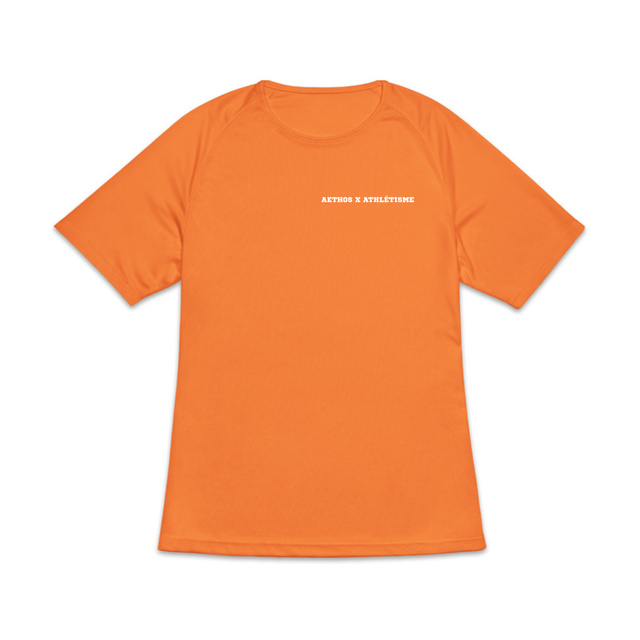 Image front T-shirt de sport recyclé pour femme Aethos x Athlétisme - l'instinct de la piste