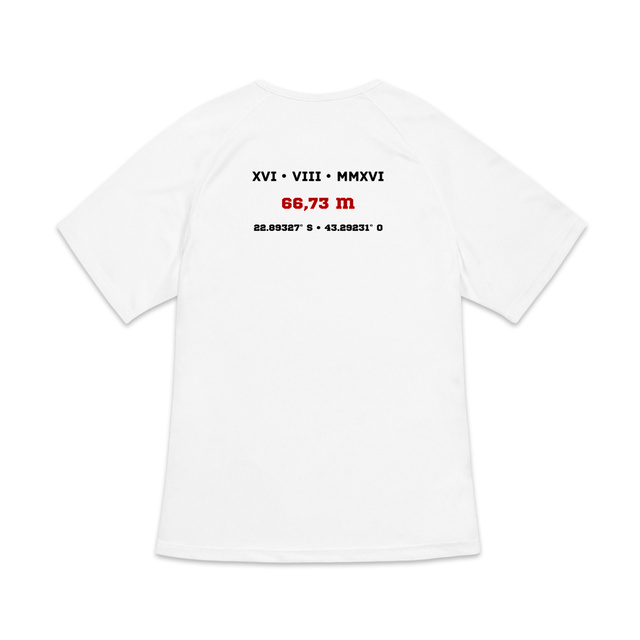 Image back T-shirt de sport recyclé pour femme Aethos x disque - Record de France 66,73 m