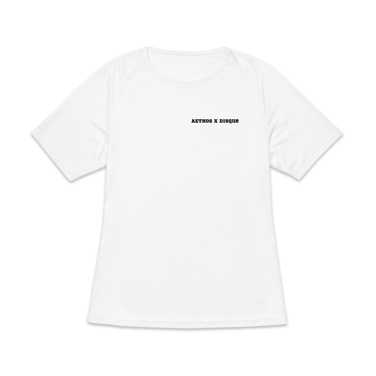 Image front T-shirt de sport recyclé pour femme Aethos x disque - Record de France 66,73 m
