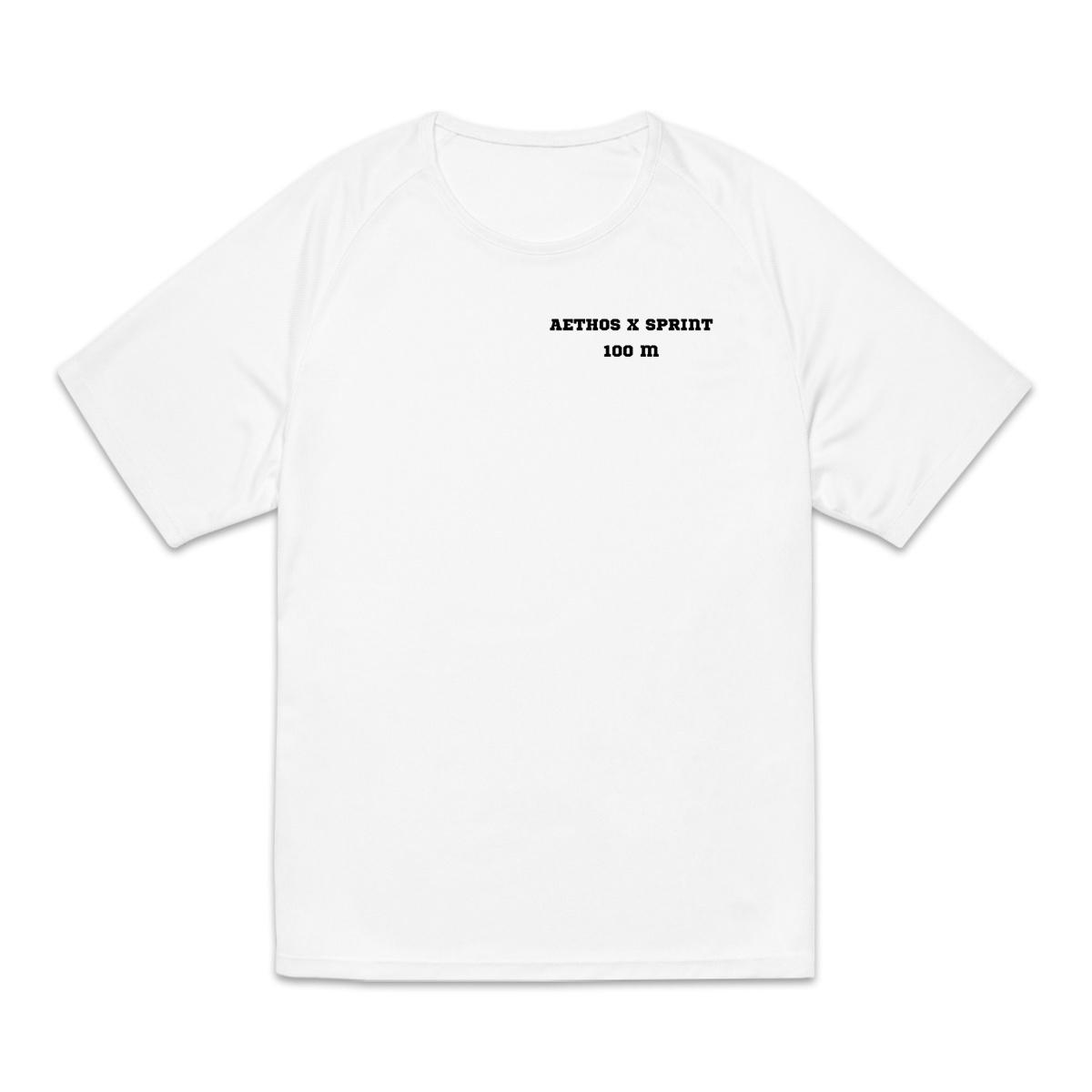 Image front T-shirt de sport recyclé pour homme Aethos x 100 mètres - Record de France 9 s 86