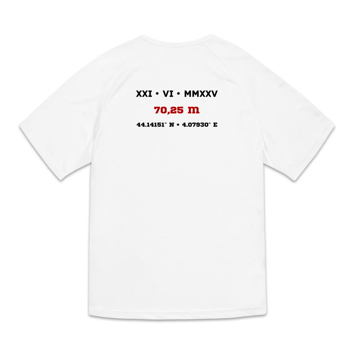 Image back T-shirt de sport recyclé pour homme Aethos x Disque - Record de France 70,25 m
