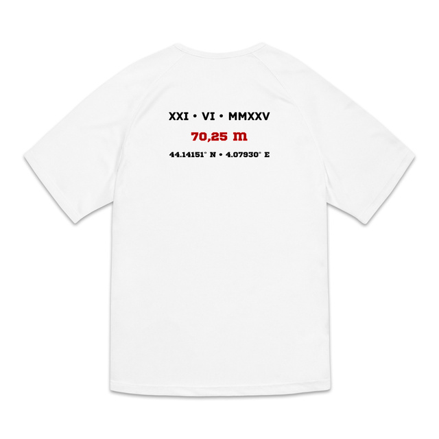 Image back T-shirt de sport recyclé pour homme Aethos x Disque - Record de France 70,25 m