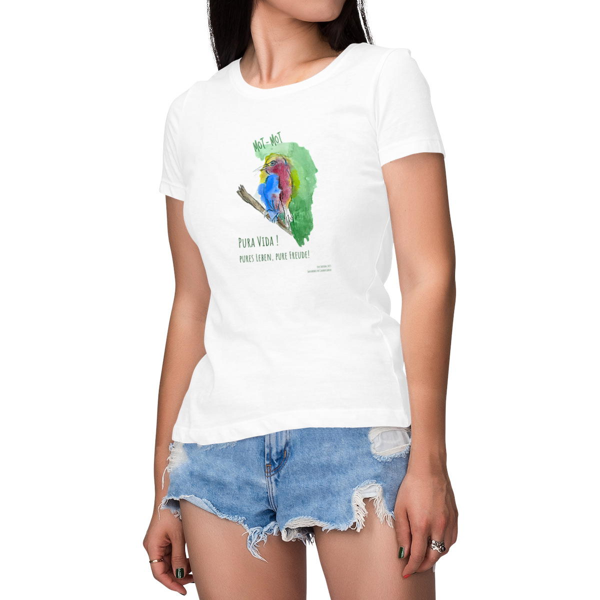 Image front Pura Vida Mot Mot Vogel Costa Rica Damen Shirt