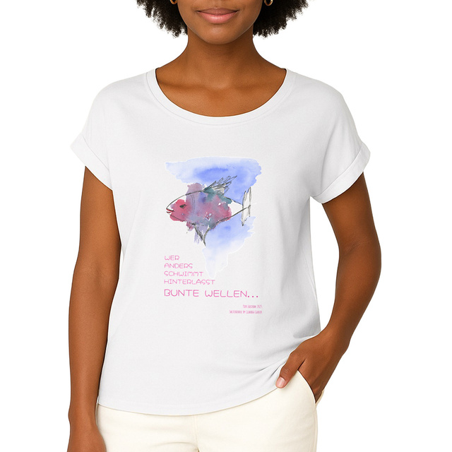 Image front Buntfisch Damen-Tshirt mit Spruch