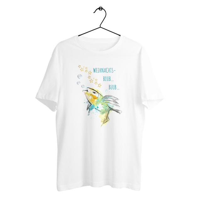 Image front SketchLoose Weihnachtsedition Aquarell Blubber-Fisch Tshirt