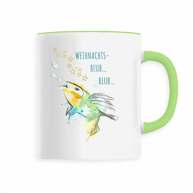 Image front SketchLoose Weihnachtsedition Aquarell Blubber-Fisch Tasse