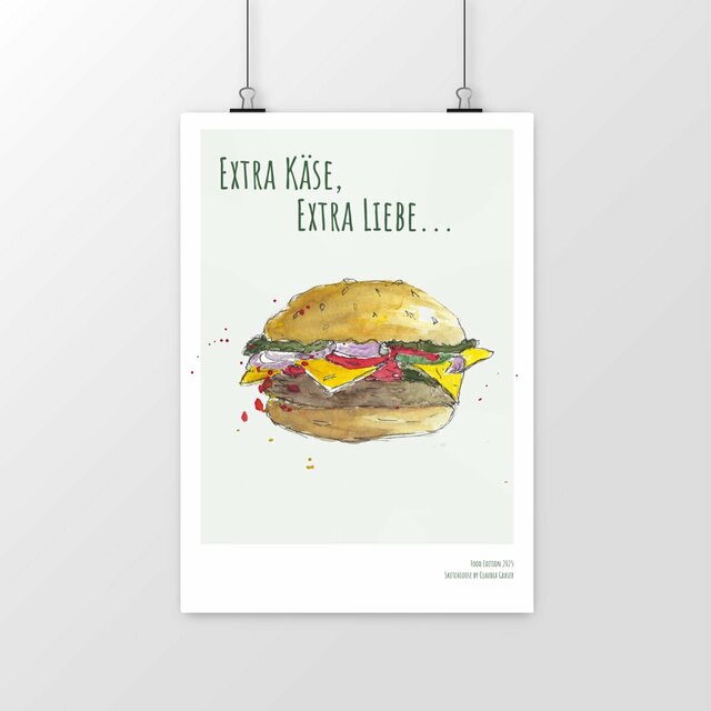 Image front Burger-Liebe Aquarell Kunstdruck