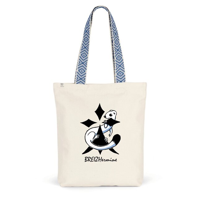Image back Totebag epais - Anse colorée - Hermine au carré