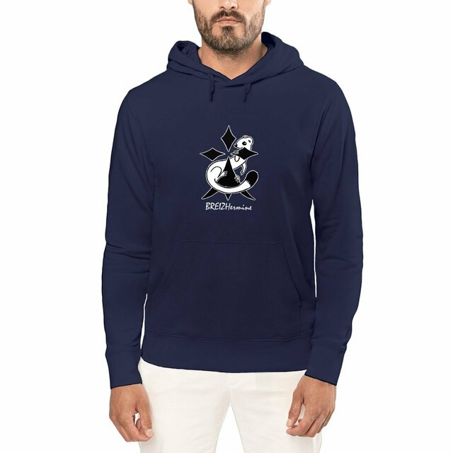 Image front Sweat à capuche foncé - Hermine au carré