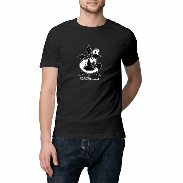 Image front T-shirt foncé unisexe - Léger - Hermine au carré