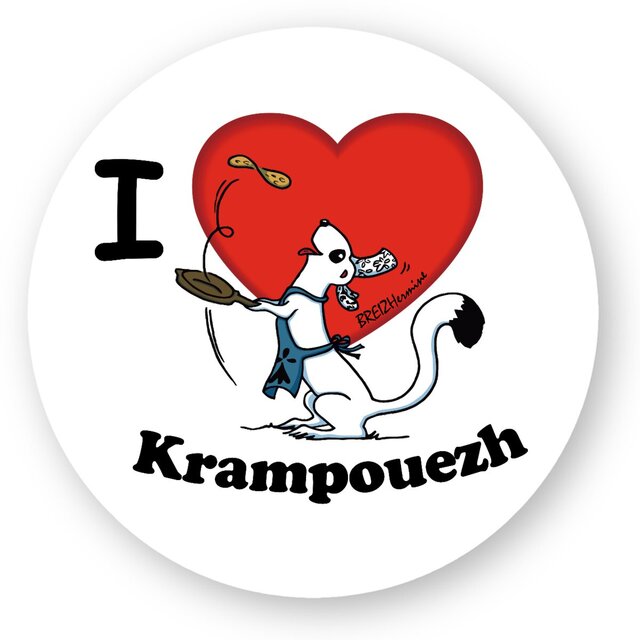 Image front Autocollant rond - I love krampouezh