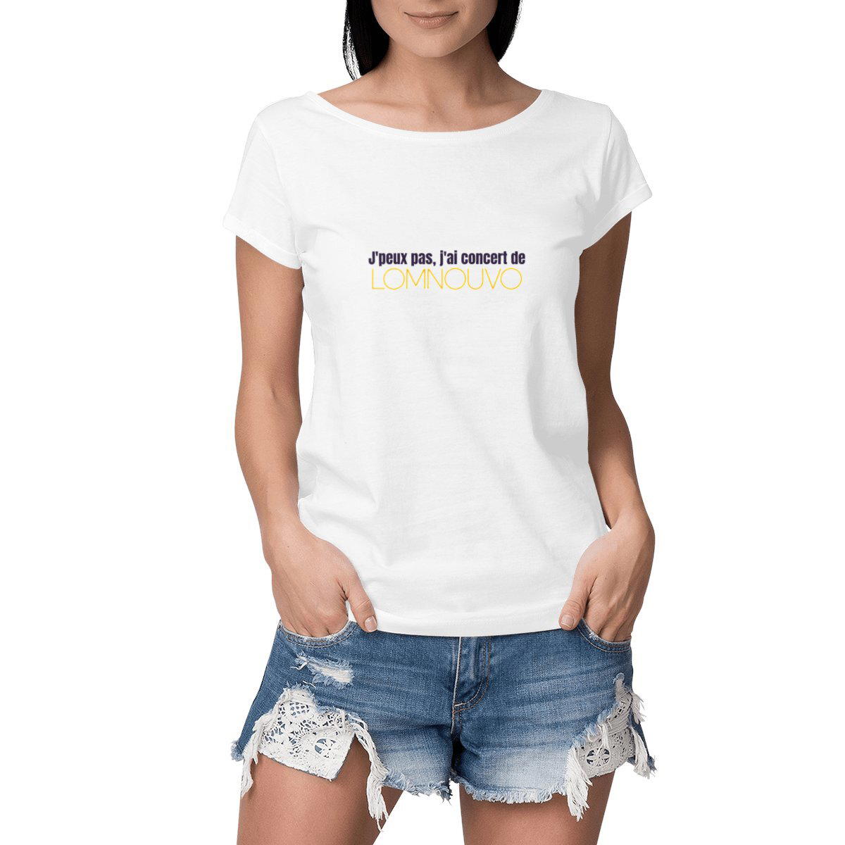 Image front T-shirt Femme Slub "J'peux pas j'ai concert LOMNOUVO"