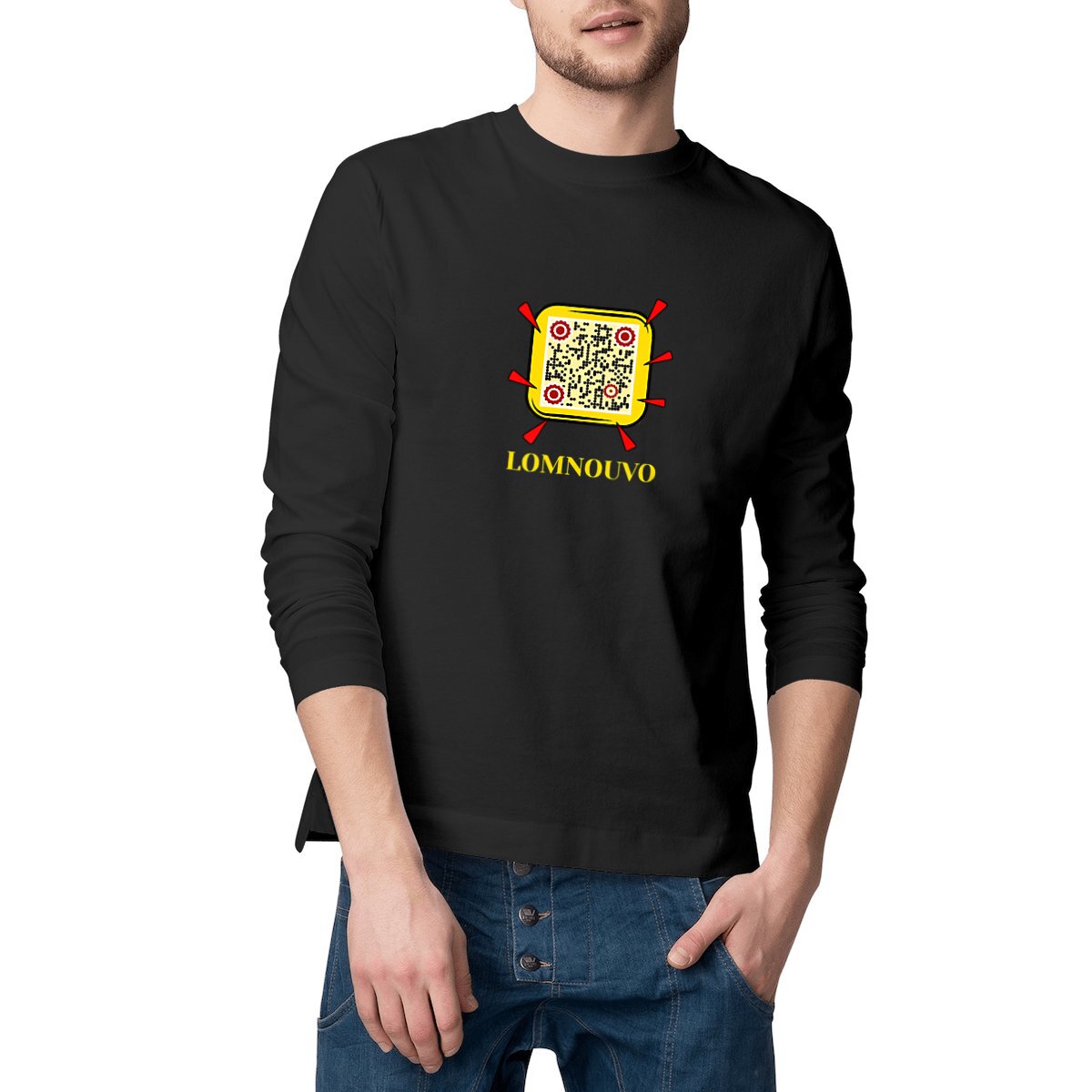 Image front T-shirt Homme manches longues Connecté QR Code LOMNOUVO