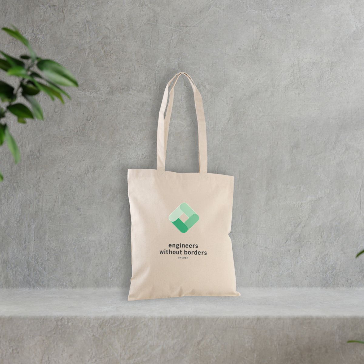 Image front Durable Tote Bag in Natural color with EWB-SWE logo