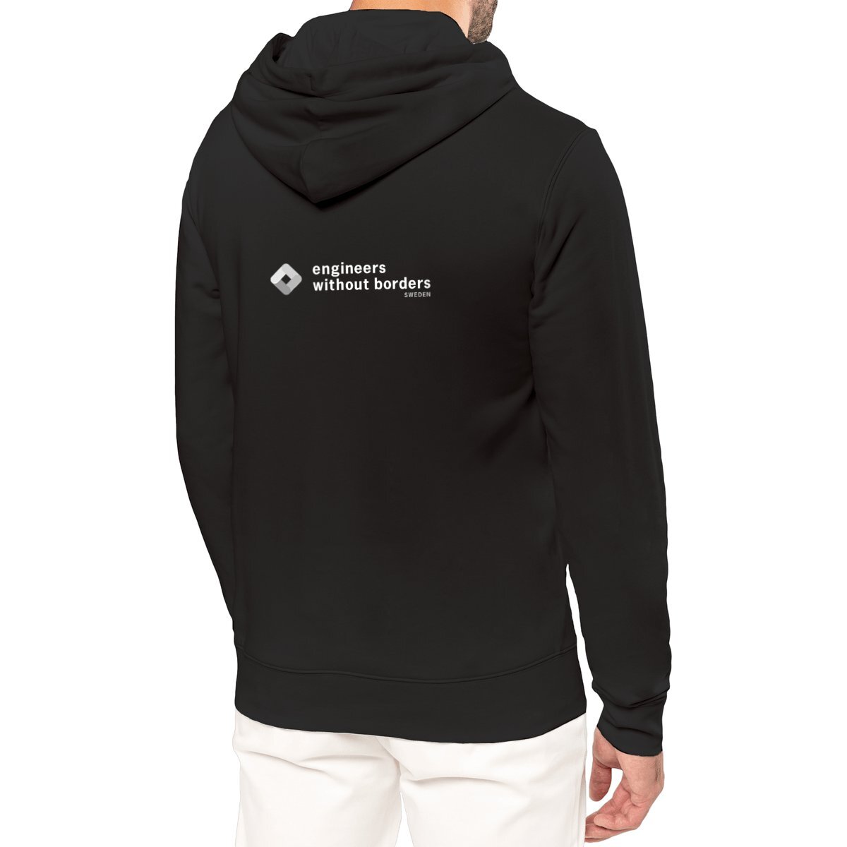 Image front Hoodie in Black with Small Logo on front + Large Logo on back