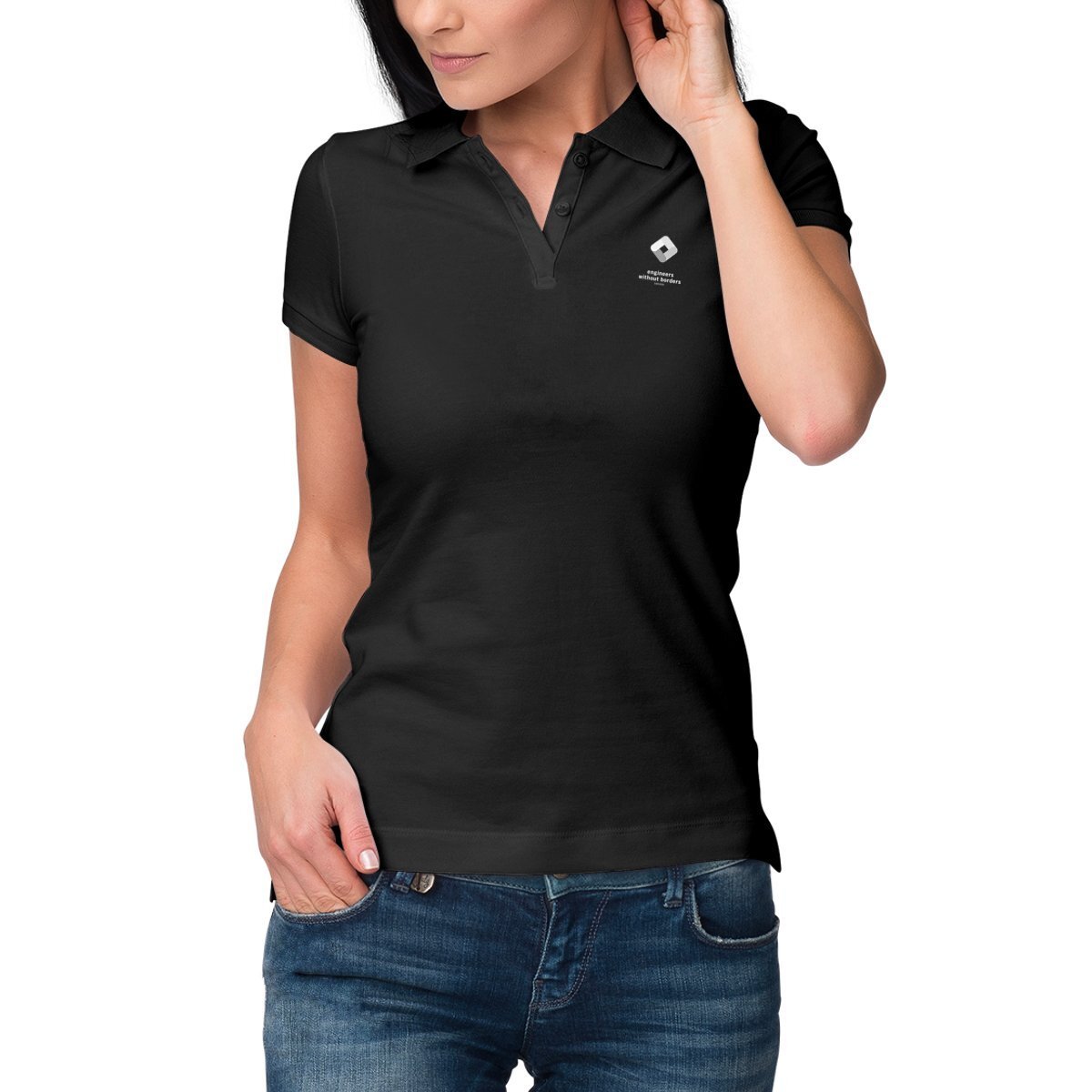 Image front Polo Shirt Women's Style Black and Grey Small Logo