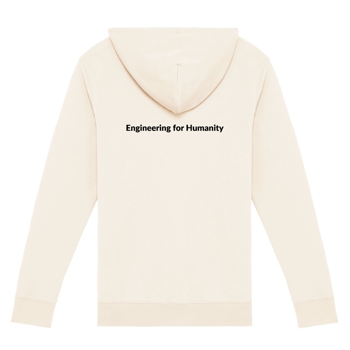 Zipped Hoodie Ivory Color Small EWB-SWE chest logo + Engineering for Humanity on back