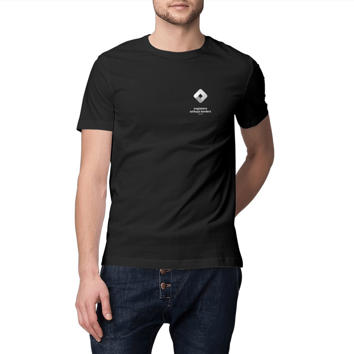 Image front T-shirt black w small EWB logo on front + large logo on back - Heavyweight