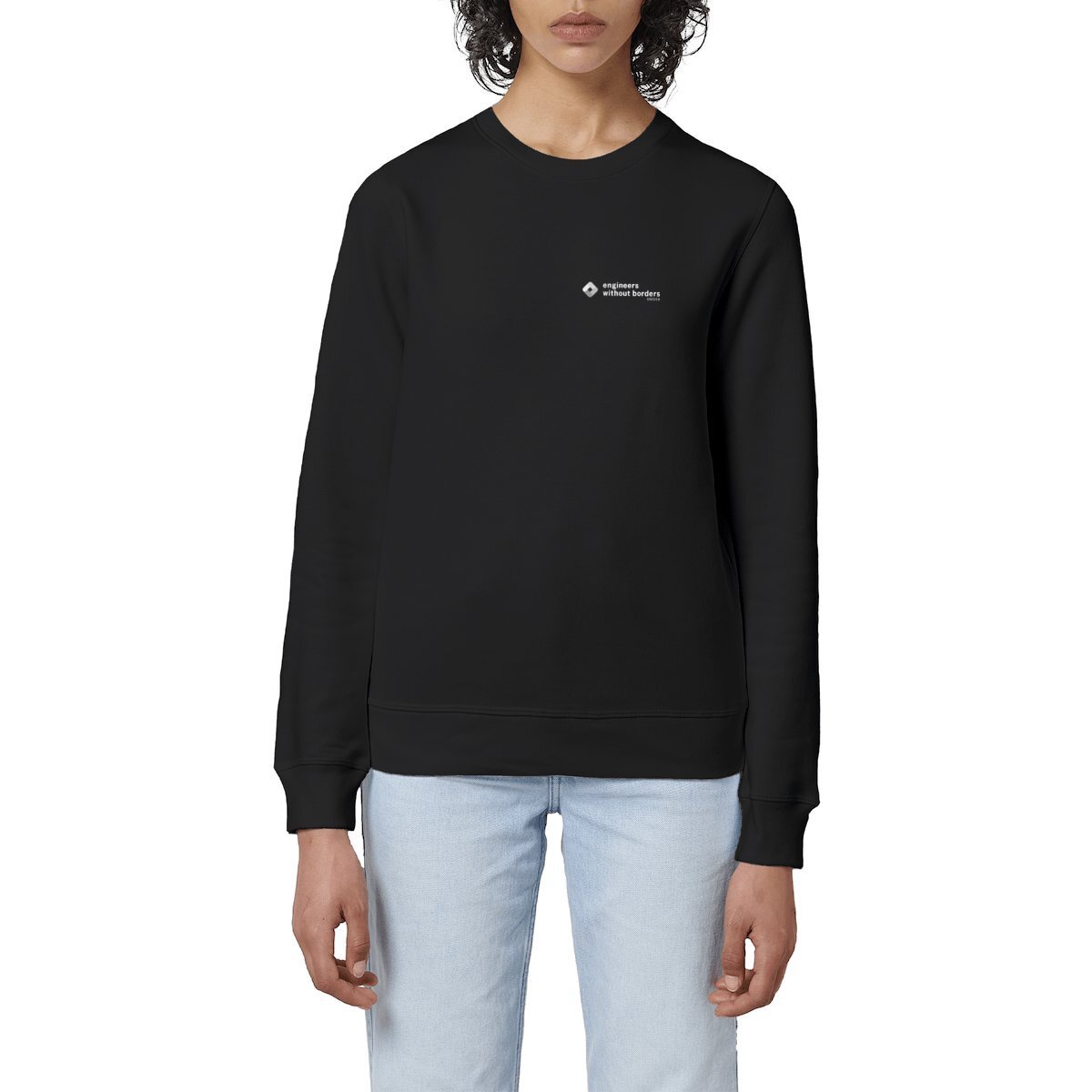 Image front Sweatshirt in Black w small logo in front and large logo on back