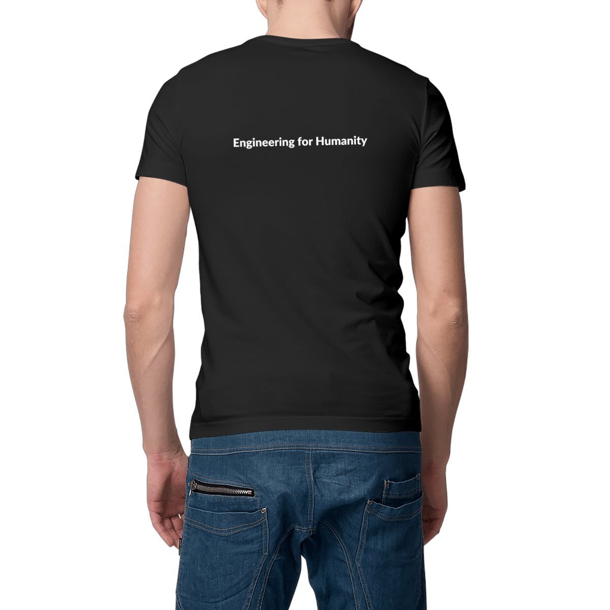 Image front T-shirt black w large EWB logo in front + "Engineering for Humanity" in back - Heavyweight