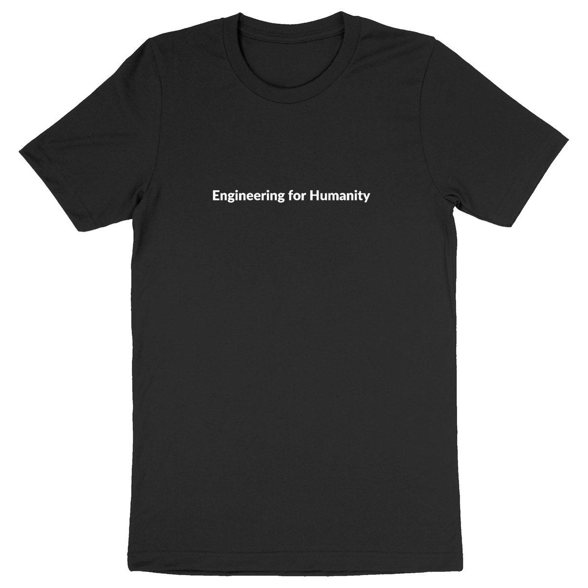 Image front T-shirt black w "Engineering for Humanity" in front + Large EWB Logo in back - Heavyweight