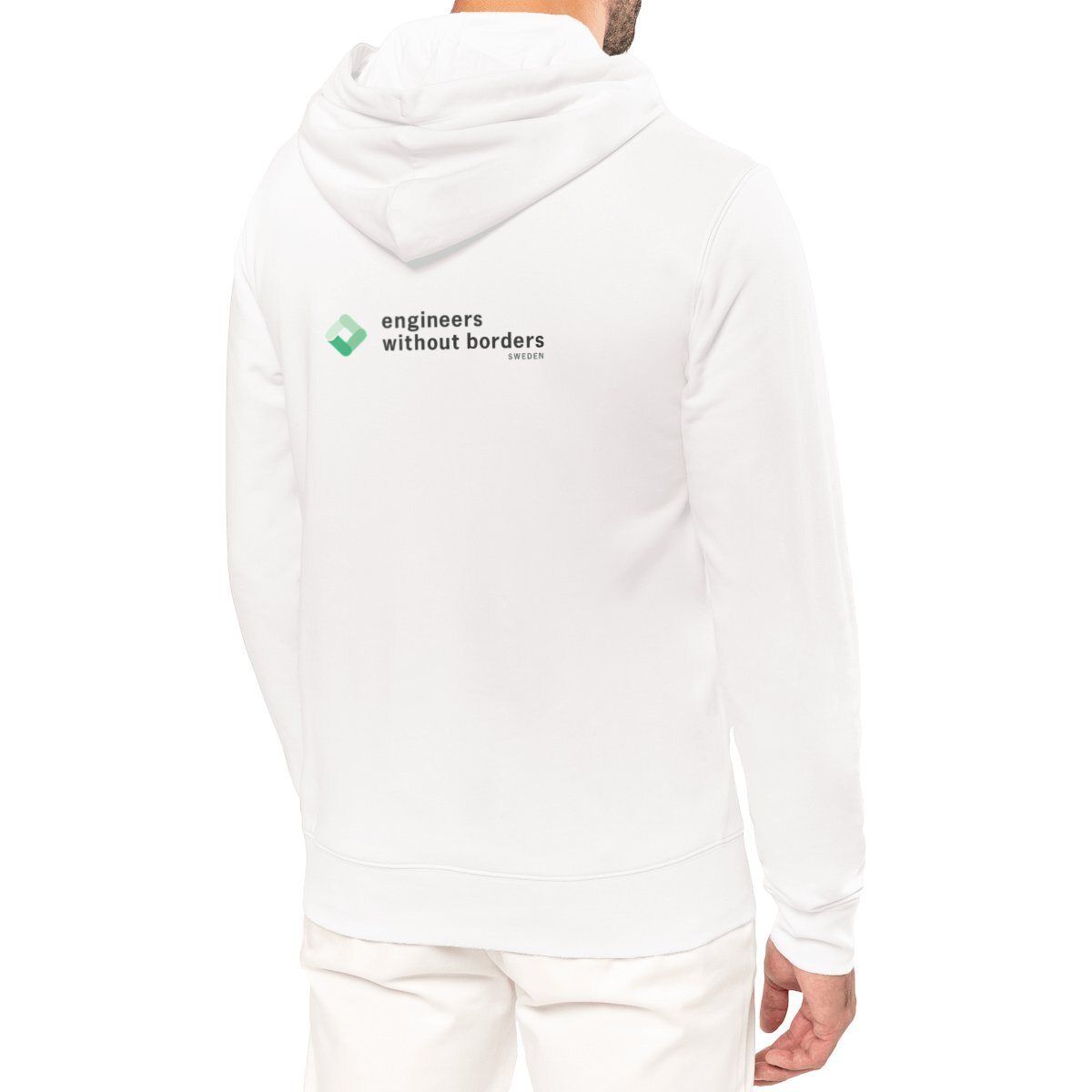 Image front Hoodie in White or Grey with Small Logo on front + Large Logo on back