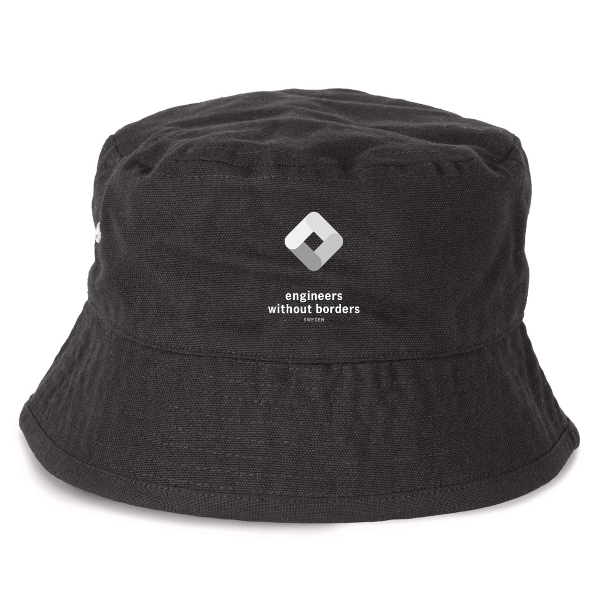 Image front Bucket Hat in Black w EWEB-SWE Logo in white print