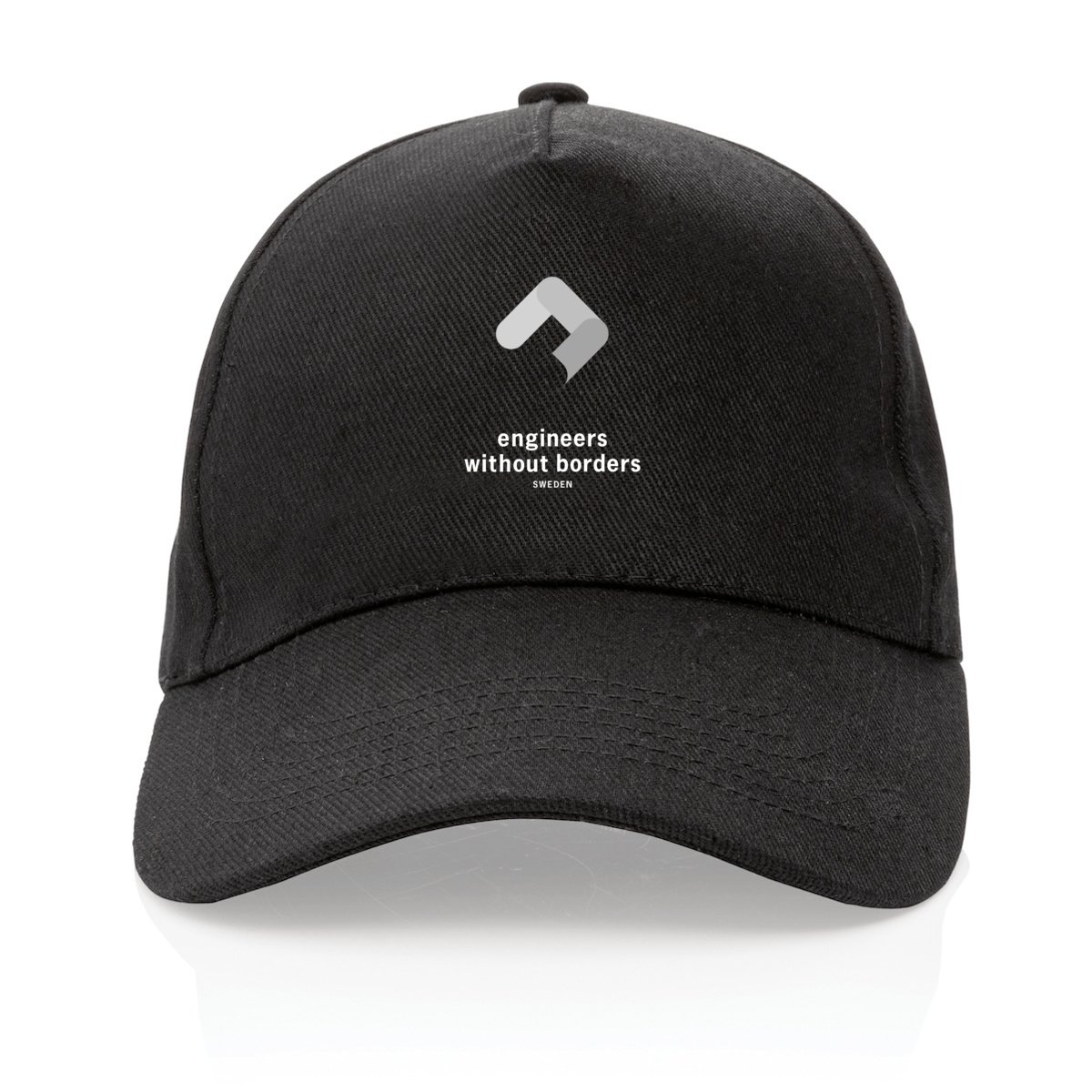 Image front Black Baseball Cap made of Recycled Cotton with the EWB-SWE logo