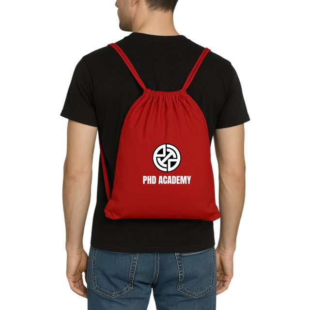 Image front PHD Academy's Recycled drawstring backpack