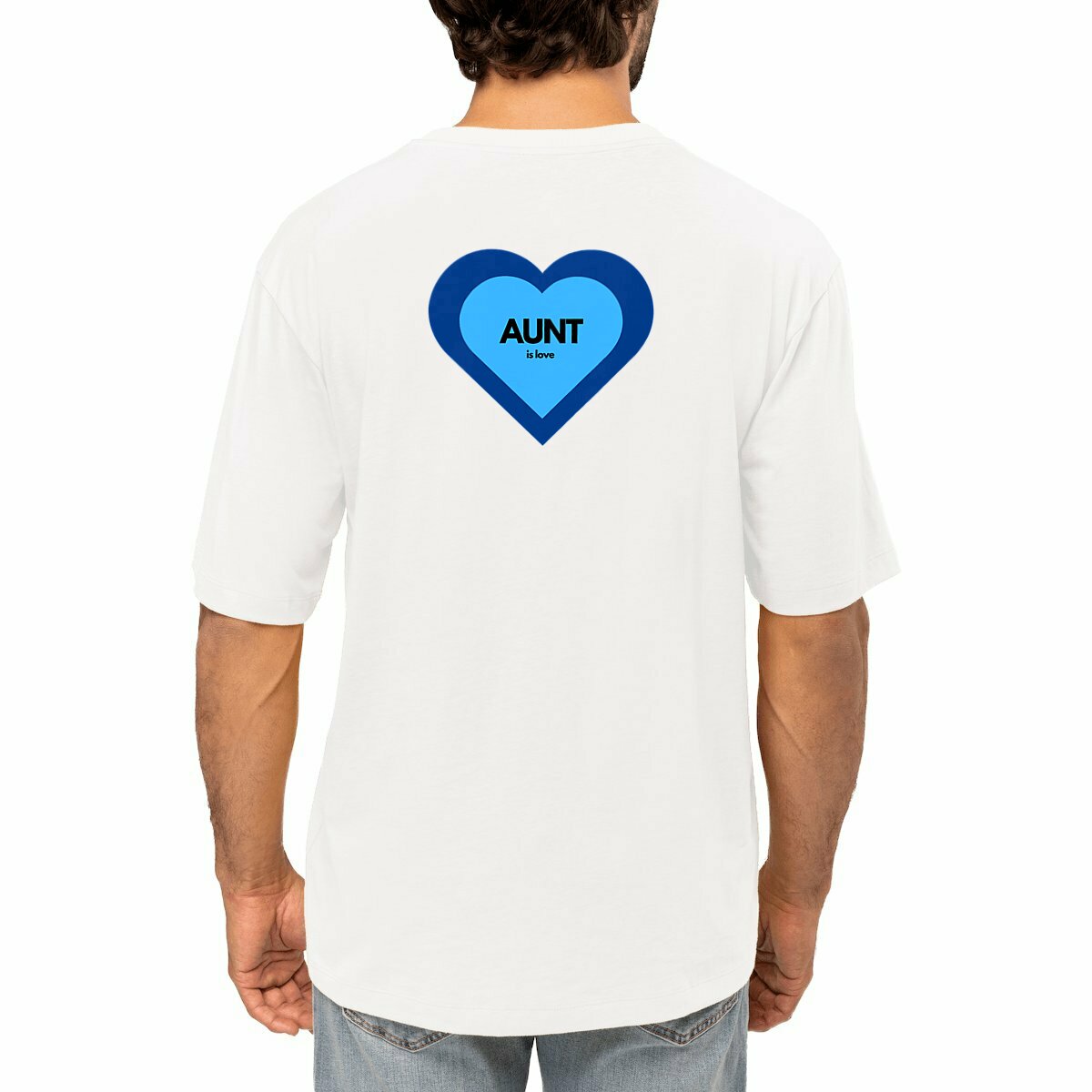 Image front T-shirt "AUNT IS LOVE" dégradé bleu 220 g/m2