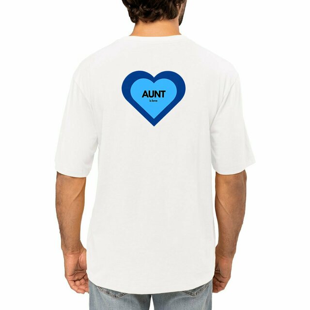 Image front T-shirt "AUNT IS LOVE" dégradé bleu 220 g/m2
