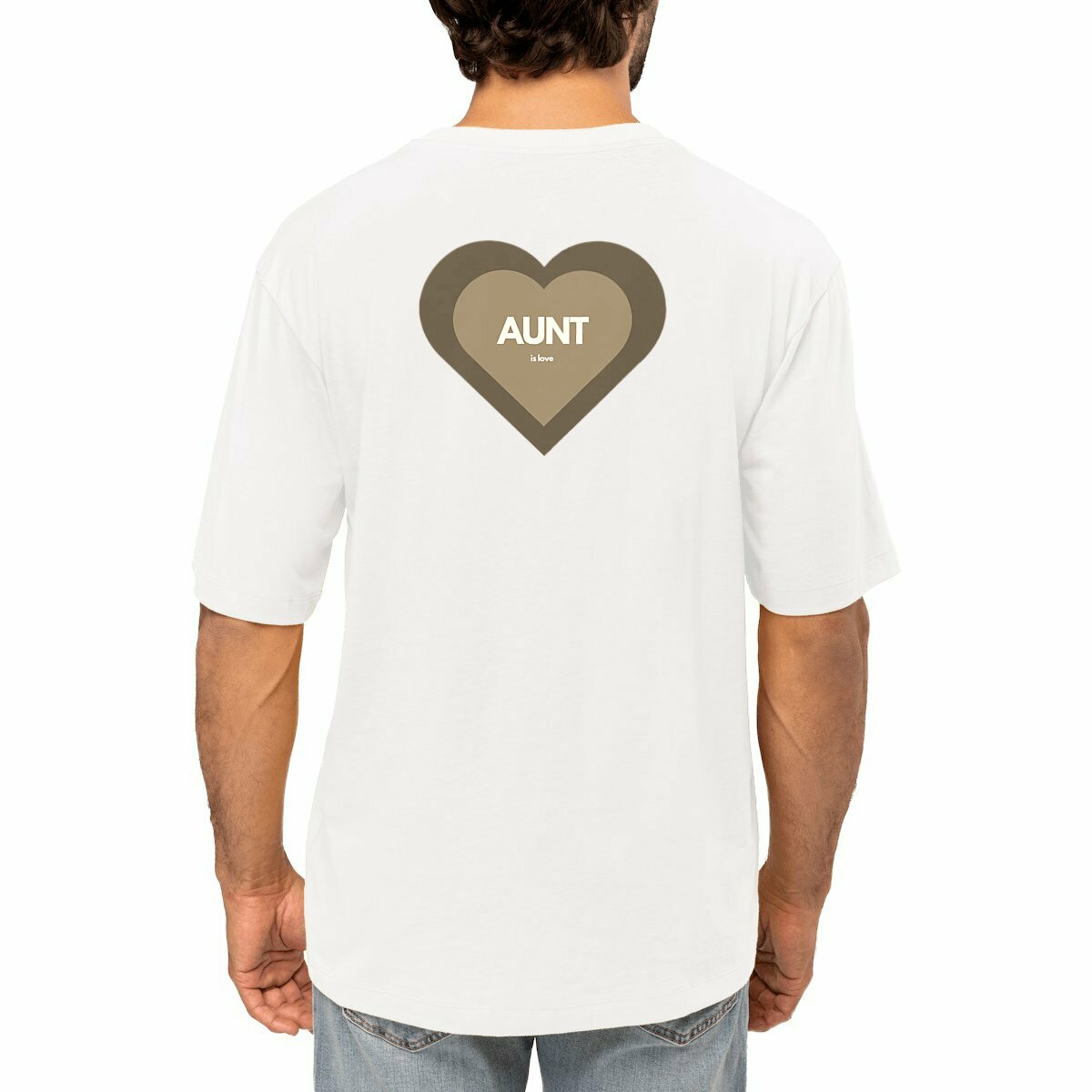 Image front T-shirt "AUNT IS LOVE" dégradé sépia 220 g/m2
