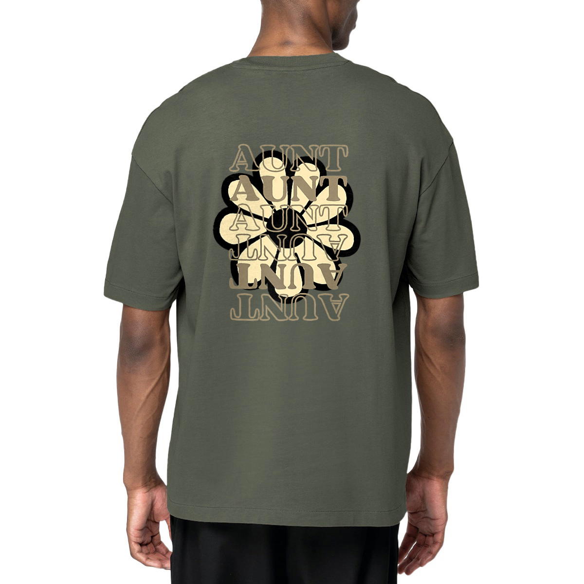 Image front T-shirt "AUNT IS FLOWER" sépia 220 g/m2