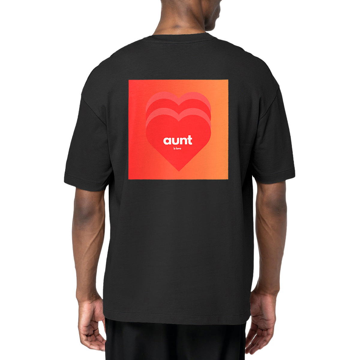 Image front T-shirt "AUNT IS LOVE" dégradé rouge 220 g/m2